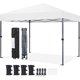 thumbnail image 1 of Songqin 10x10 1-Person Setup Pop Up Canopy Tent, Instant Portable Commercial Canopy Tent, Outdoor Gazebo with 1-Button Push, Wheeled Bag & 4 Sandbags for Home, Party & Outdoor Activities, White, 1 of 18