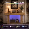 thumbnail image 7 of Homieasy 63" Farmhouse Console Table - Natural Oak, with Outlets, LED Lights & 2-Tier Storage, Unique Geometric Pattern Sofa Table for Living Room, Hallway, Foyer, 7 of 7