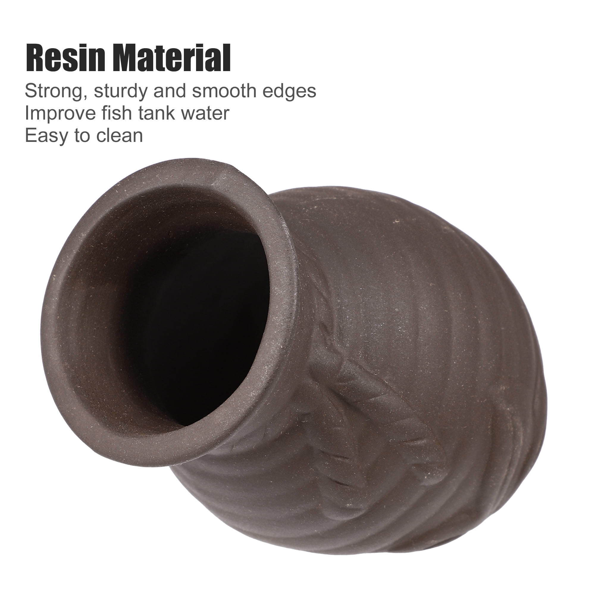 Unique Bargains 3.15x2.76x2.56inch Aquarium Hideaway Rock Cave Resin Fish Tank Decor Brown