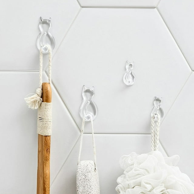 VONKY 2 Pièces ABS Forme Animale Crochet Punch-free Décoratif Autocollant Style Simple Salle de Bain Porte-Clés Transparent