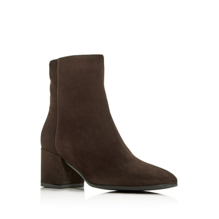 

AQUATALIA Womens Espresso Brown Covered Heel Weatherproof Stain Resistant Padded Charlee Square Toe Block Heel Zip-Up Leather Dress Booties 9 M