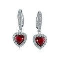 thumbnail image 2 of Bling Jewelry Womens Romantic Love CZ Cubic Zirconia Red Heart Dangle Drop Earrings Rhodium Plated, 2 of 6