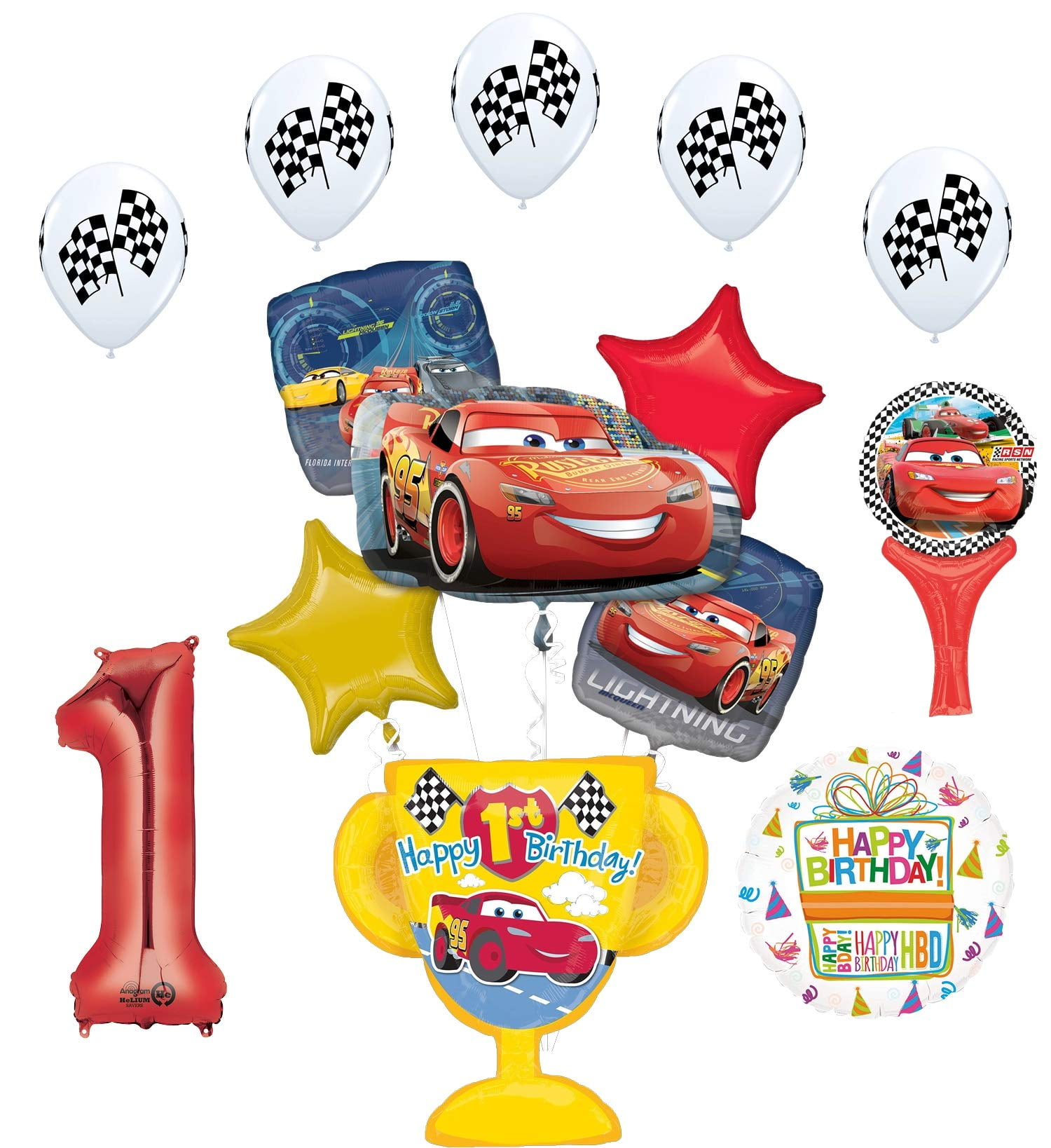 Birthday Party Favours Shaped Disney Lightning McQueen Cars Stickers x 5 