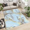 thumbnail image 2 of Gold and Silver Marble Rug, 3D Machine Washable Carpet, Porch Mat Soft to The Touch Non-Slip and Non-Fading Suitable for Living Bedroom Cafe and Restaurant,5'x6', 2 of 6