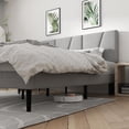 thumbnail image 2 of Lijimei King Size Bed Frame, Upholstered Headboard, Solid Wooden Slats, No Noise, No Box Springs Required, Easy to assemble, Light grey, 2 of 7