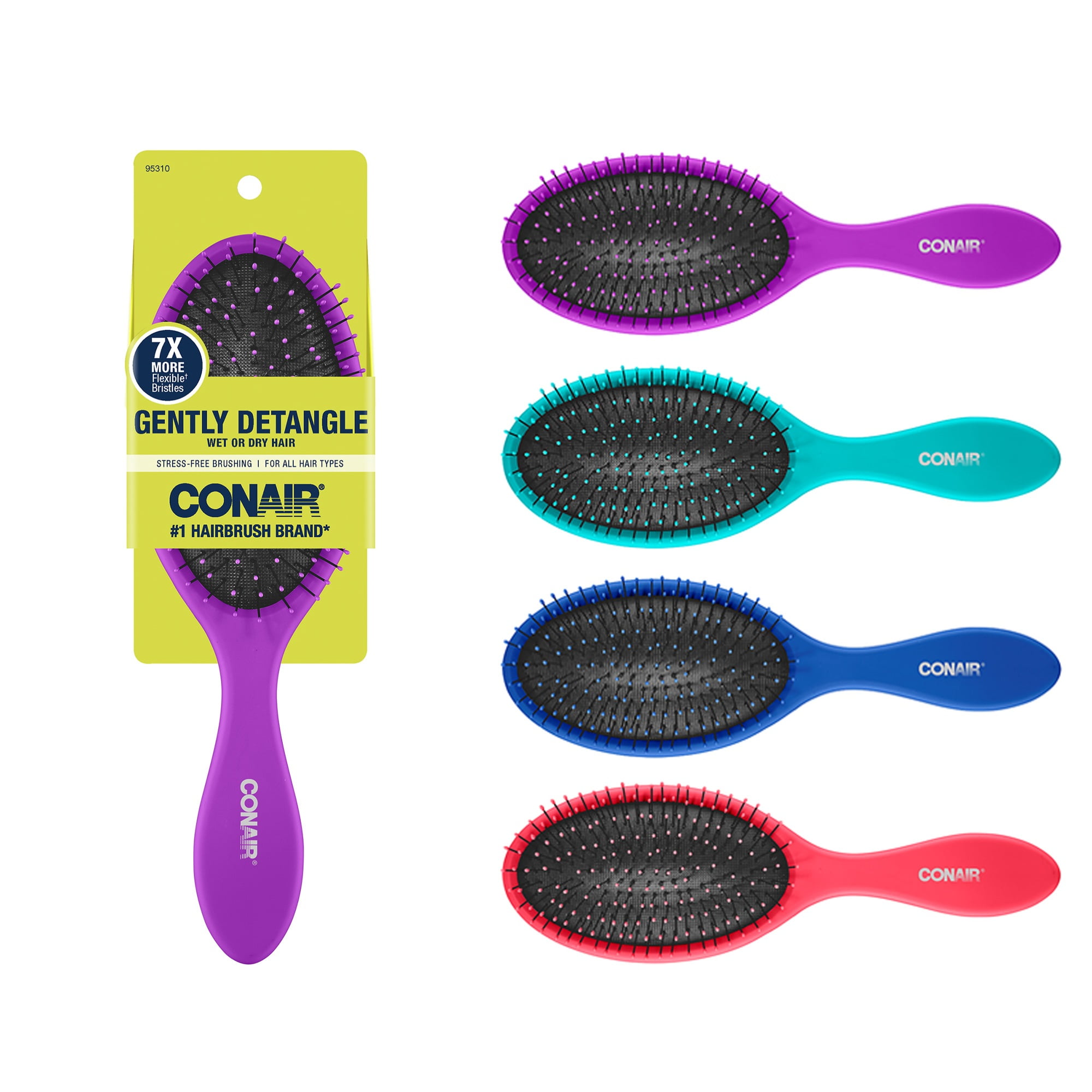 Conair Detangling Bristle Cushion Hairbrush for Wet or Dry Hair and Perfect for All Hair Types (Colors Vary), 1ct