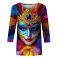 thumbnail image 5 of YOIAVAIOY Womens Mardi Gras T Shirt 3/4 Sleeve Funny Patricks Tops Fashion Casual Outfits Blue L, 5 of 5