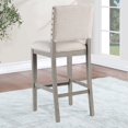 thumbnail image 3 of Ellesse Driftwood Gray Wood Frame Button Tufted Fabric Upholstered Bar Stool, 3 of 7