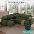 thumbnail image 6 of LINSY HOME 7 Seaters Modular Sectional Sofa, Plush Corduroy Sectional Couches, Sleeper Sofa with Pull Out Bed for Living Room, Dark Green, 6 of 12