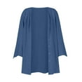 thumbnail image 5 of ZKIRBJV Summer Shrugs for Women Lightweight 3/4 Sleeve Light Weight Cardigan Women Open Front Shrug Cardigan Light Solid Color Dressy Casual Cute Duster Cardigans Dark Blue XL, 5 of 6