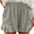 thumbnail image 1 of Pantalones cortos sólidos sueltos con bolsillo en la cintura elástica informal de talla grande para mujer a la moda Fridja  fhjkhfk460080, 1 of 9
