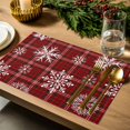 thumbnail image 4 of Christmas Placemats Set of 4, Winter White Snowflake Place Mats Red Chekc Plaid Placemat Table Decoration for Kitchen Table Dinner Xmas Holiday Party Home Decor Indoor Outdoor 13x19 Inch, 4 of 9