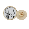 thumbnail image 1 of Puño Negro patrón personalizado de gesto Broche de oro metálico circular, 1 of 3