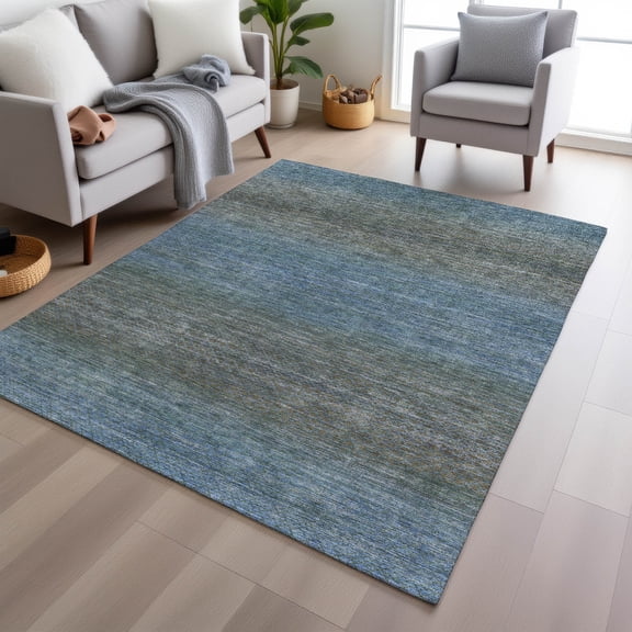 Addison Rugs Chantille Indoor/Outdoor Transitional Geometric Blue Machine Washable Rectangle Rug, 10' x 14'