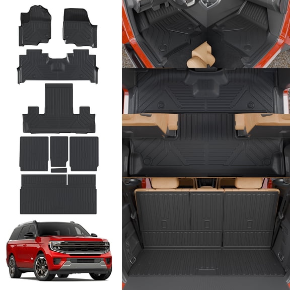 Bomely Floor Mats for 2025-2026 Ford Expedition 7-Seater Captain Chairs Not for Max, All Weather Cargo Liner Expedition Accessories