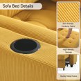 thumbnail image 3 of Convertible Sleeper Chair Bed, Comfy Corduroy Single Futon Sofa Chair with Pull Out Bed, 3-Levels Adjustable Backrest Accent Chair with Side Pockets, Cup Holder & USB Ports for Living Room, Yellow, 3 of 7