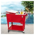 80 Quart Outdoor Patio Cooler on Wheels,Portable Beverage Rolling