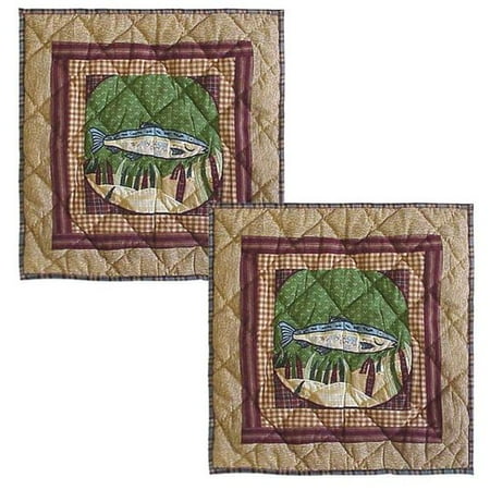 Patch Magic Gone Fishing Cotton Throw Pillow (Set of 2)