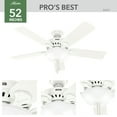thumbnail image 4 of Hunter 52 inch Indoor Ceiling Fan with LED Light - White Ceiling Fan with Pull Chain, For Bedroom or Living Room, Standard Mount, No Remote, 5 Blades, Includes Bulbs - Pro's Best 52727, Fresh White, 4 of 17