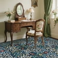thumbnail image 3 of GlowSol 8'x10' Floral Area Rug Boho Washable Rug Non-Slip Low Pile Farmhouse Floral Carpet for Living Room Bedroom, Blue, 3 of 7