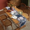 thumbnail image 5 of Fall Thanksgiving Table Runner, Blue Vintage Pumpkin Maple Leaf Decorative Autumn Harvest Seasonal Table Runner for Farmhouse Kitchen Dining Indoor Home Party Decorations 13x72 inches, 5 of 6