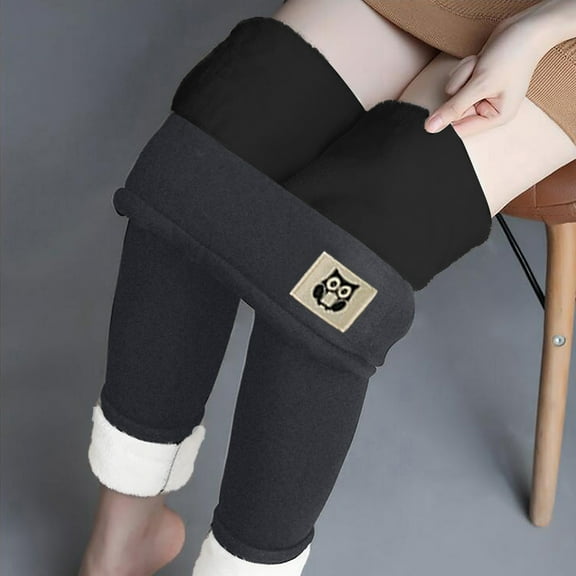 jsaierl Winter Warm High Waist Fleece Leggings for Women Thick Sherpa Print Fleece Lined Leggings Tummy Control Thermal Track Tights