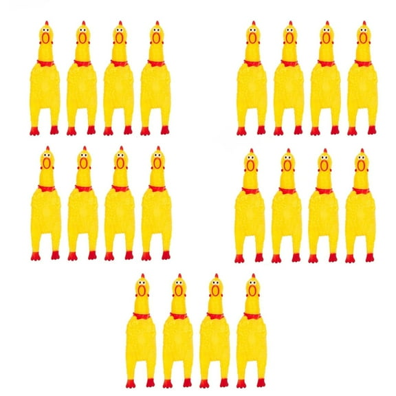 20 Pcs of Small Squeaky Shrilling Rubber Chicken Chew Toy with Playful Squeeze Sound