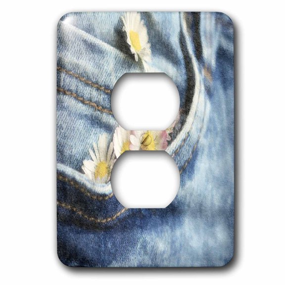 3dRose, Image of Vintage Style Daisies In Jeans Rear Pocket, 2 plug outlet cover