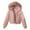 Pink, variant on FNFHFY Women Cropped Padded Coat Thick Fleece Lined Corduroy Jackets Zip Up Puffer Jacket Thermal Sherpa Lined Winter Coats with Detachable Hood