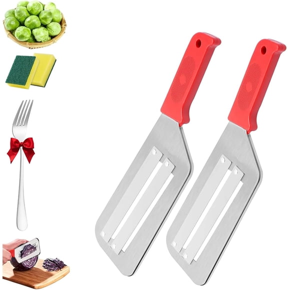 Stainless Steel Cabbage Shredder for Coleslaw, 11.8" Cabbage Cutter Kitchen Slicer Sauerkraut Chopper Cutter Coleslaw Grater with Dual Blade, Cuchillo Triturador De Repollo(Red2)