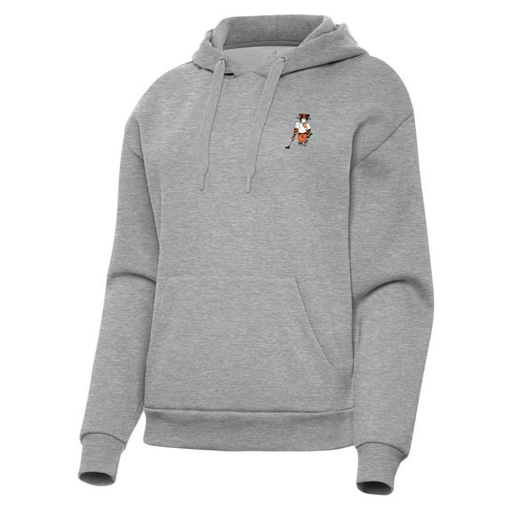 Women's Antigua Heather Gray Clemson Tigers Victory Pullover Hoodie