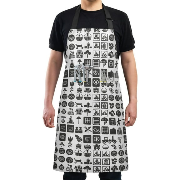 Farm Icon Kitchen Apron with 2 Pockets Adjustable waterproof Cooking Aprons for Women Men Chef