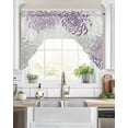 thumbnail image 2 of Purple White Kitchen Curtains Swag Valance for Windows/Bathroom/Cafe, Abstract Grey Chrysanthemum Flower Floral Rod Pocket Drape Panel Swag Curtains Valance for Bedroom/Living Room 56"x36", 2 of 6