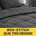 thumbnail image 3 of Ensemble de Couette Format Grand - 7 Pcs, Ensemble de Literie Tout-en-un avec Couette Réversible Moelleuse Matelassée Douce pour Toutes les Saisons, Drap Plat, Drap-Housse, 2 Couvre-Oreillers, 2 Taies d'Oreiller, Gris Foncé, 3 of 6
