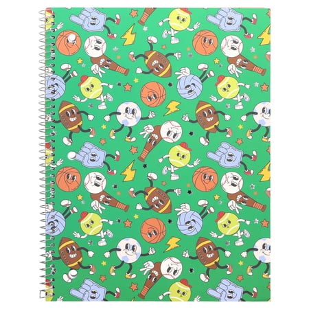 Pen+Gear Wide Ruled 1-Subject Notebook, 8" x 10.5", Multicolor Sports, 80 Sheets