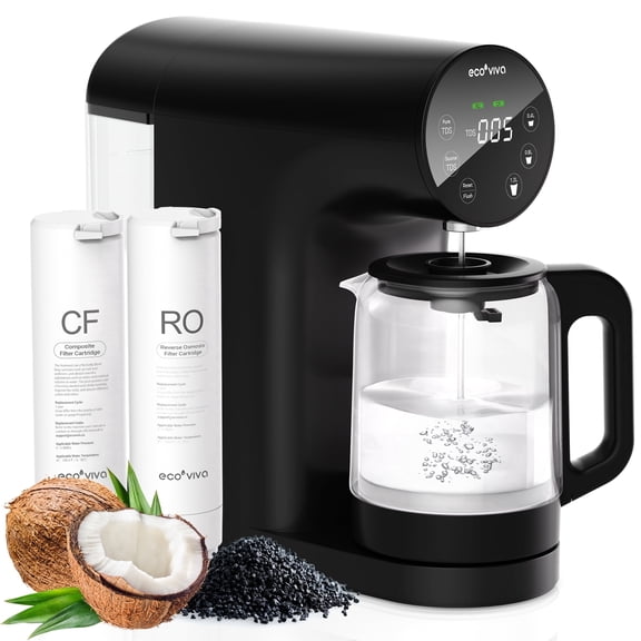 Countertop Reverse Osmosis Water Filter System with Indonesian Coconut Shell Carbon, Black