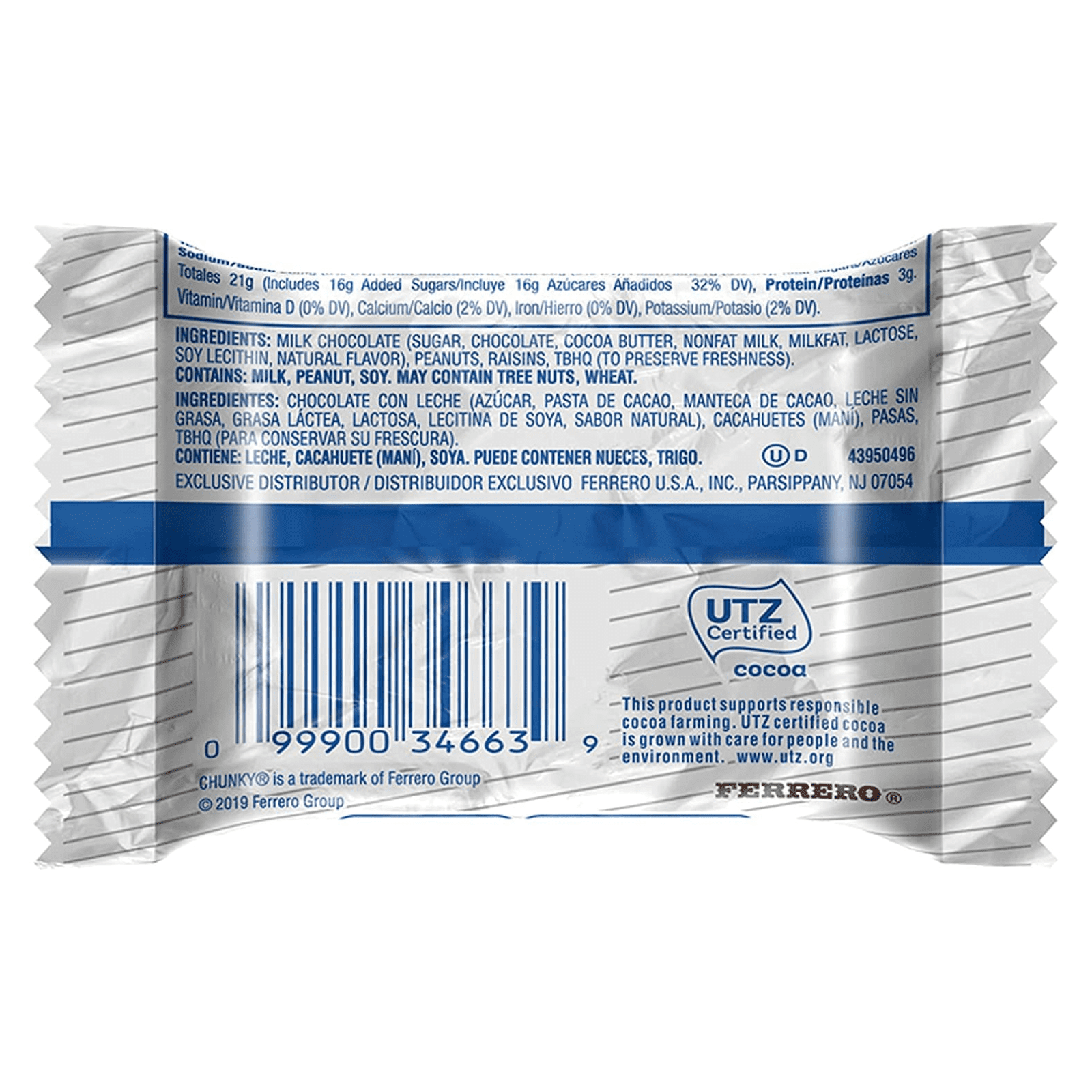CHUNKY Milk Chocolate Candy Bars, Individually Wrapped, 1.4-Ounce (Box of 24)
