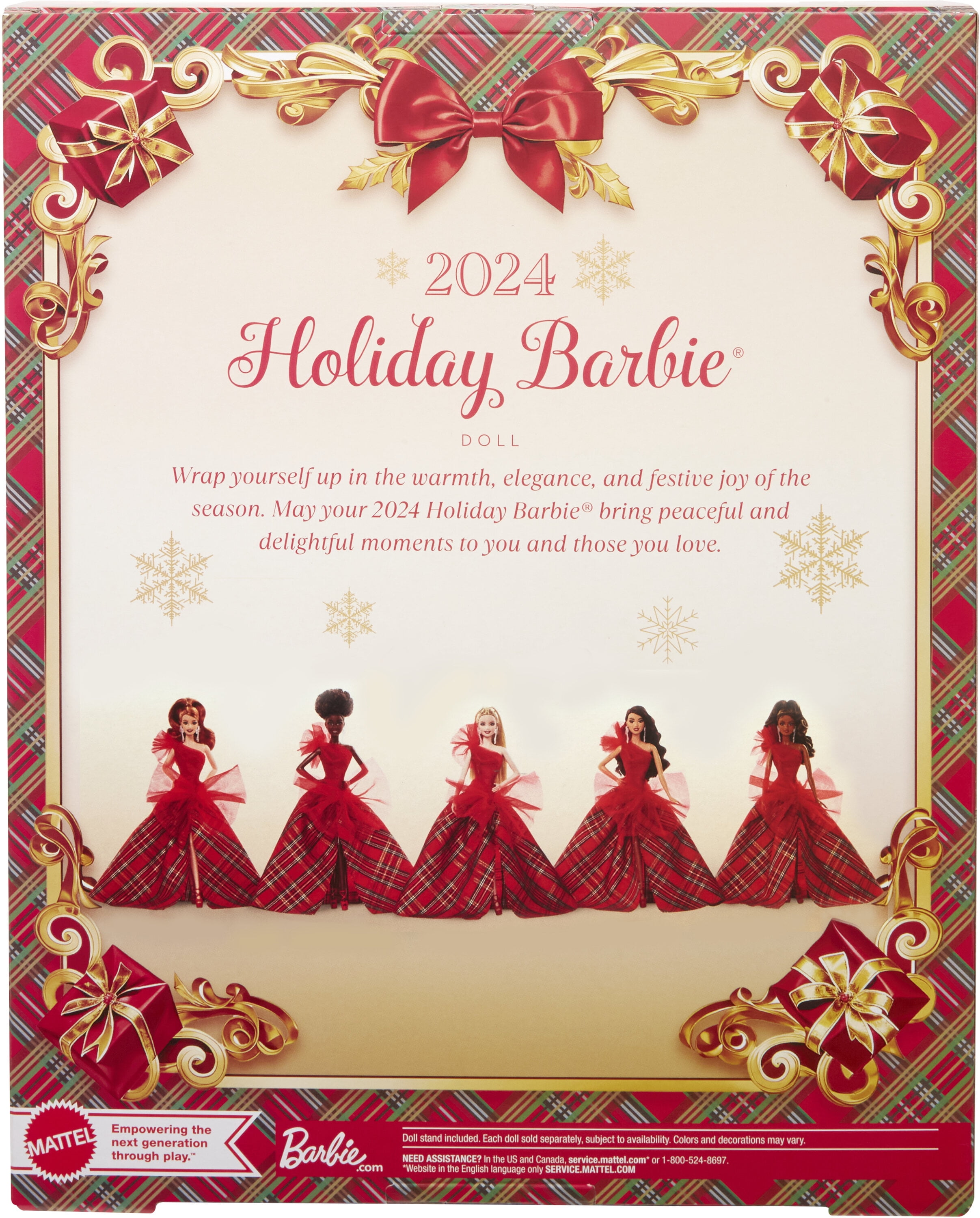 Barbie 2024 Holiday Barbie Dolls, Seasonal Collector Gift, Barbie Signature, Plaid Gown with Red Bow [Walmart Exclusive]