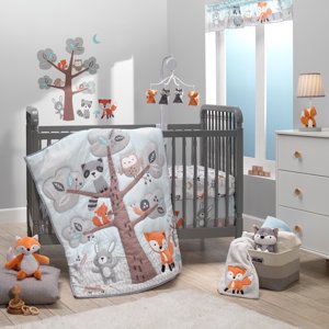 Woodland Friends 3-Piece Crib Bedding Set, Mint and Gray