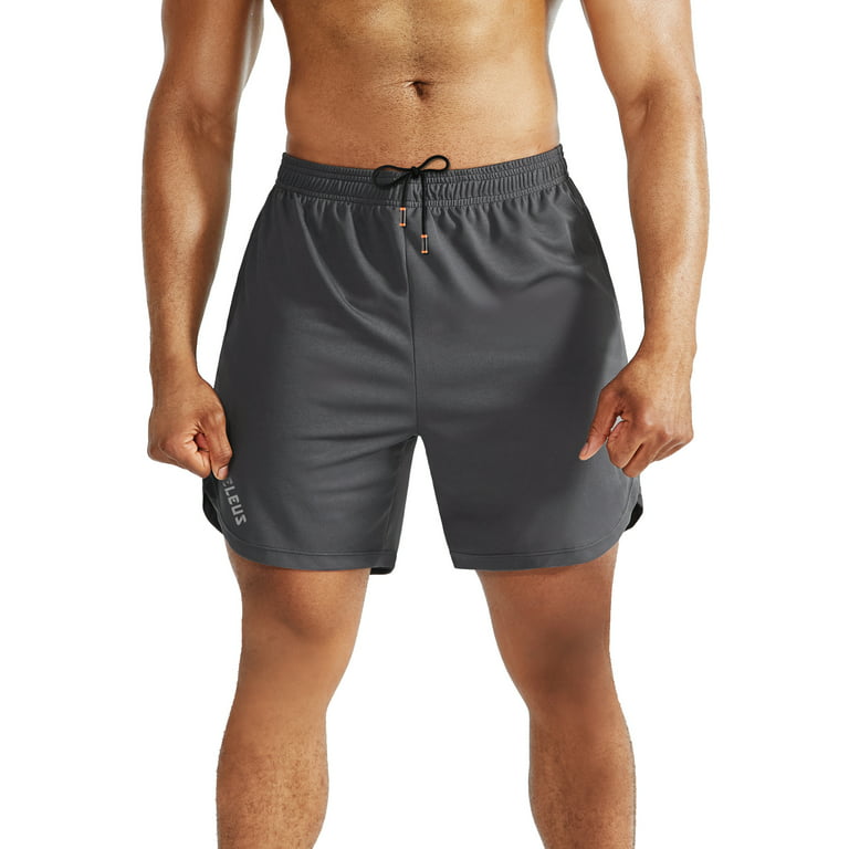 NELEUS Mens 2 in 1 Dry Fit Workout Shorts with Liner and Pockets,Black+Gray+White,US Size S, Men's, Size: One Size