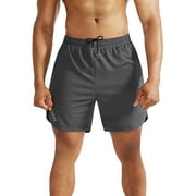 NELEUS Mens 2 in 1 Dry Fit Workout Shorts with Liner and Pockets 3 Packs,Black+Gray+Red,US Size XL