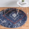 thumbnail image 2 of Unique Loom 3148510 4 x 4 ft. Rif Morocco Round Rug, Navy Blue, 2 of 2