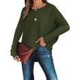 thumbnail image 2 of Fangasis Women Pullover Knitted Jumper Top Long Sleeve Knit Tops Ladies Loose Tunic Blouse Knitwear Holiday Green S, 2 of 6