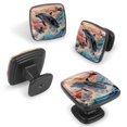 4 Pieces Art Colorful Ocean Whale Knobs Pulls Handle for