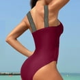thumbnail image 5 of Bathing Suit for Women Mesh Insert V Nack Low Back One Piece Swimsuit Summer Beach Vacation Swimwear (XL, Wine), 5 of 5
