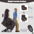 thumbnail image 4 of SYNGAR Electric Lift Recliner Chair with Heat and Massage, Oversized Recliner with Hidden Cup Holder for Living Room, Single Recliner Sofa with 26" Width Seat, Easy Assembly, Dark Brown, 4 of 11