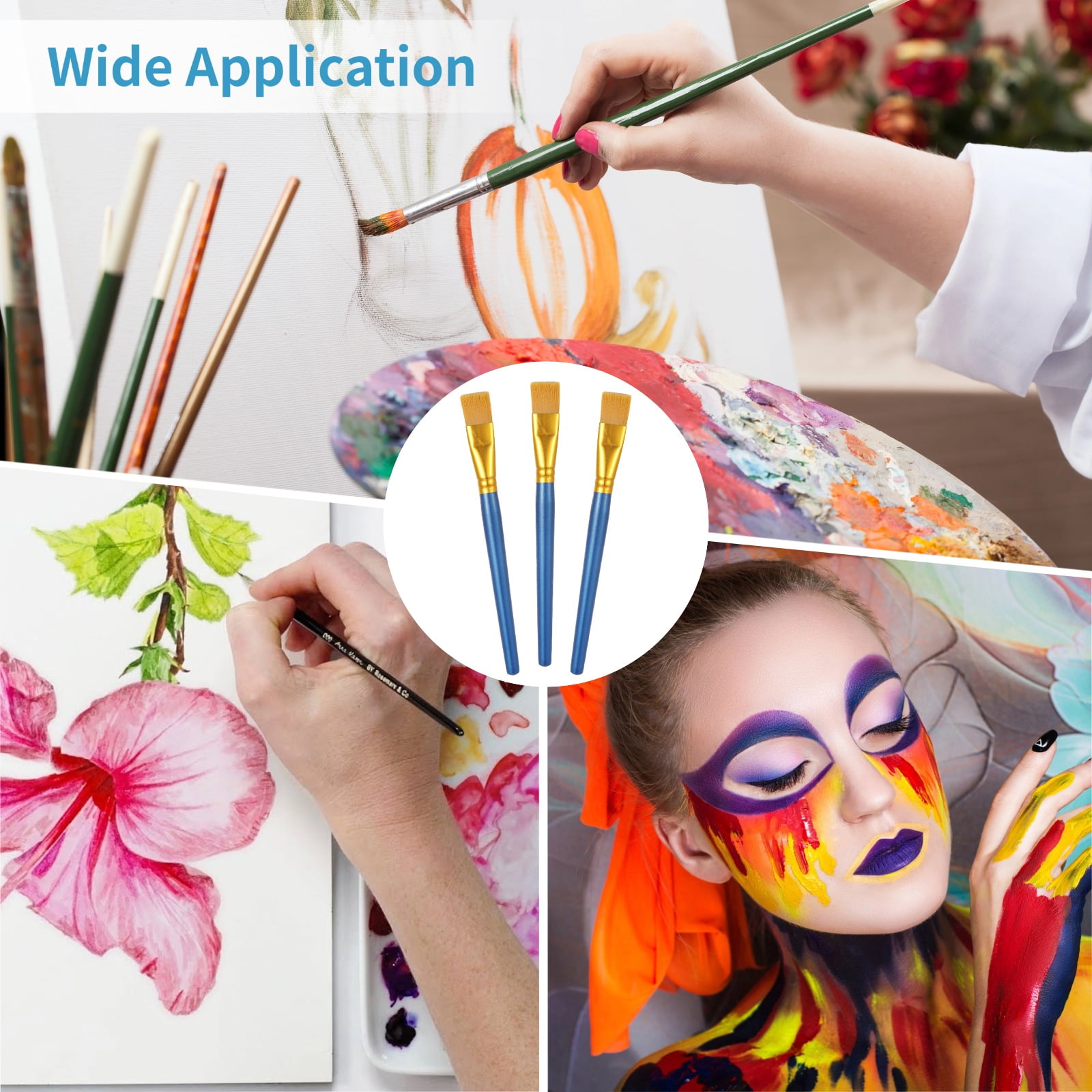 120 Pcs Flat Paint Brushes, 1" Watercolor Acrylic Paint Brushes with Wooden Handles, Large Synthetic Nylon Oil Painting Brushes for Art Crafts