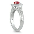 thumbnail image 2 of SZUL Women's Ruby and Diamond Halo Ring in 10K White Gold, 2 of 4