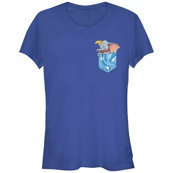 Junior's Dumbo In the Pocket Graphic Tee Royal Blue Large