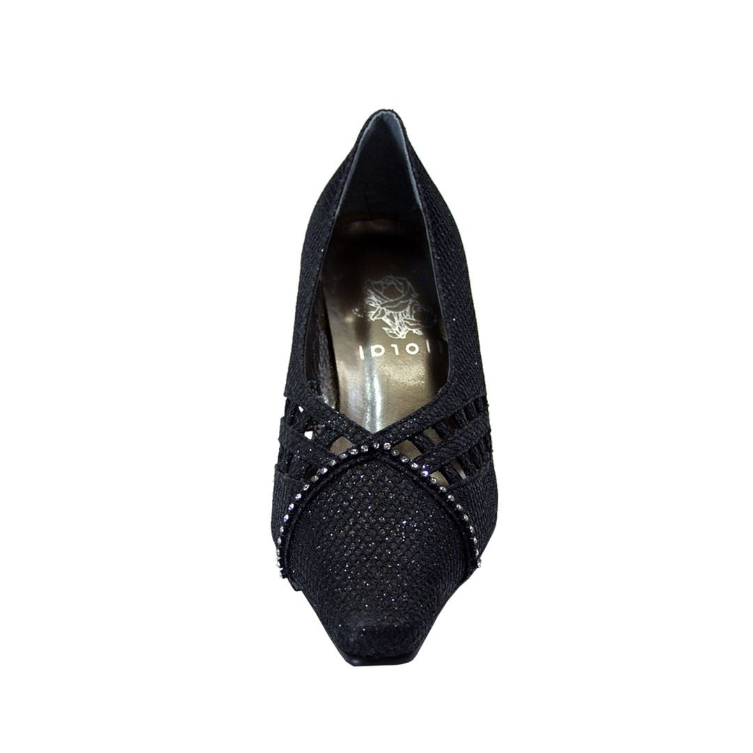 FLORAL Lettie Women Wide Width V-Shaped Evening Dress Pumps BLACK 7.5